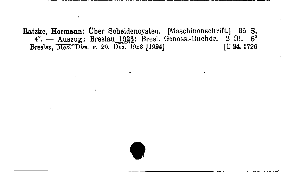 [Katalogkarte Dissertationenkatalog bis 1980]