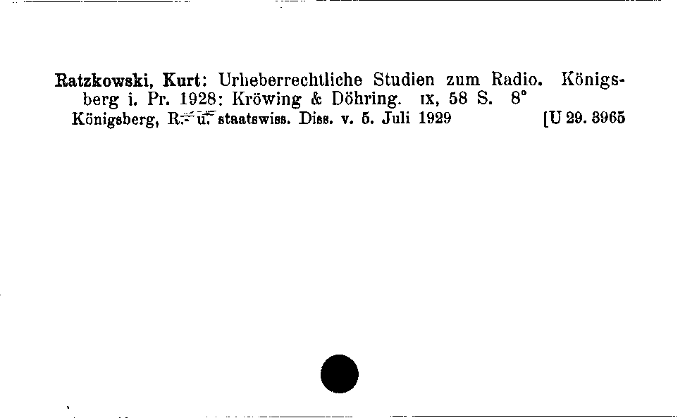 [Katalogkarte Dissertationenkatalog bis 1980]