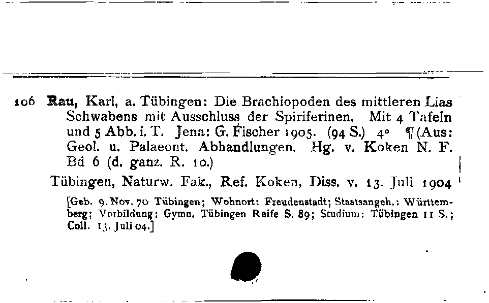 [Katalogkarte Dissertationenkatalog bis 1980]