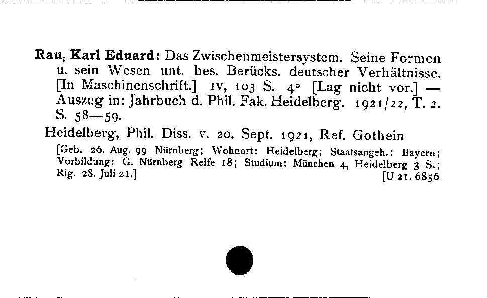 [Katalogkarte Dissertationenkatalog bis 1980]