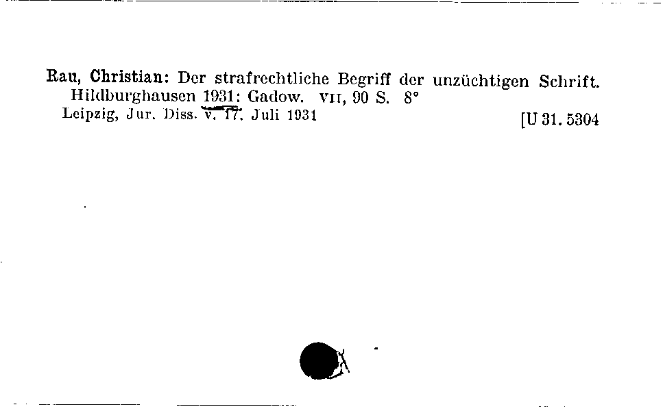 [Katalogkarte Dissertationenkatalog bis 1980]