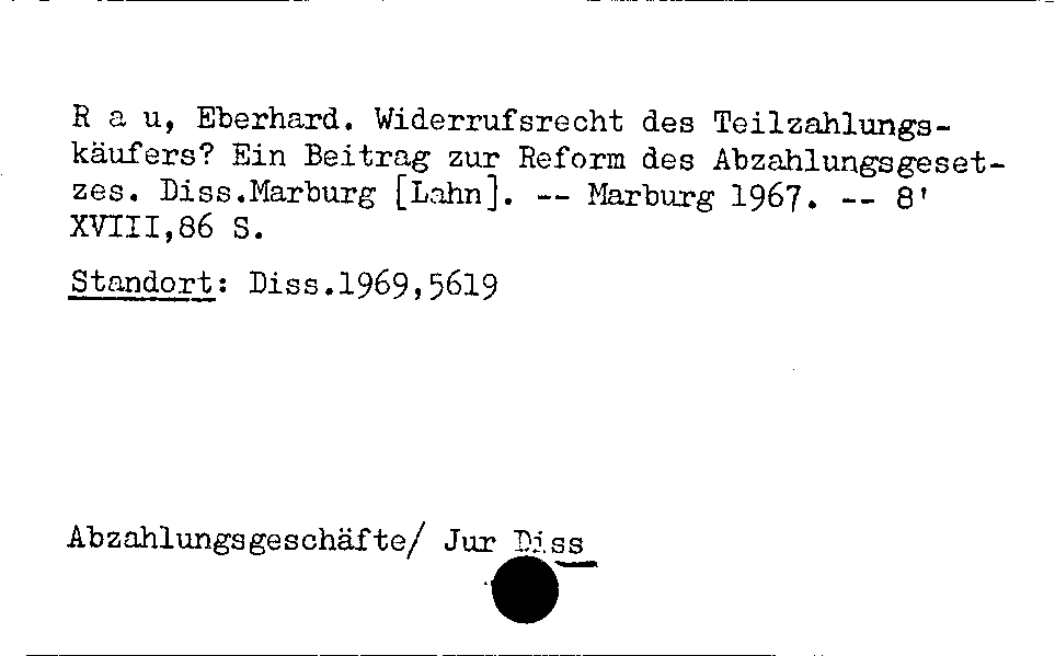 [Katalogkarte Dissertationenkatalog bis 1980]