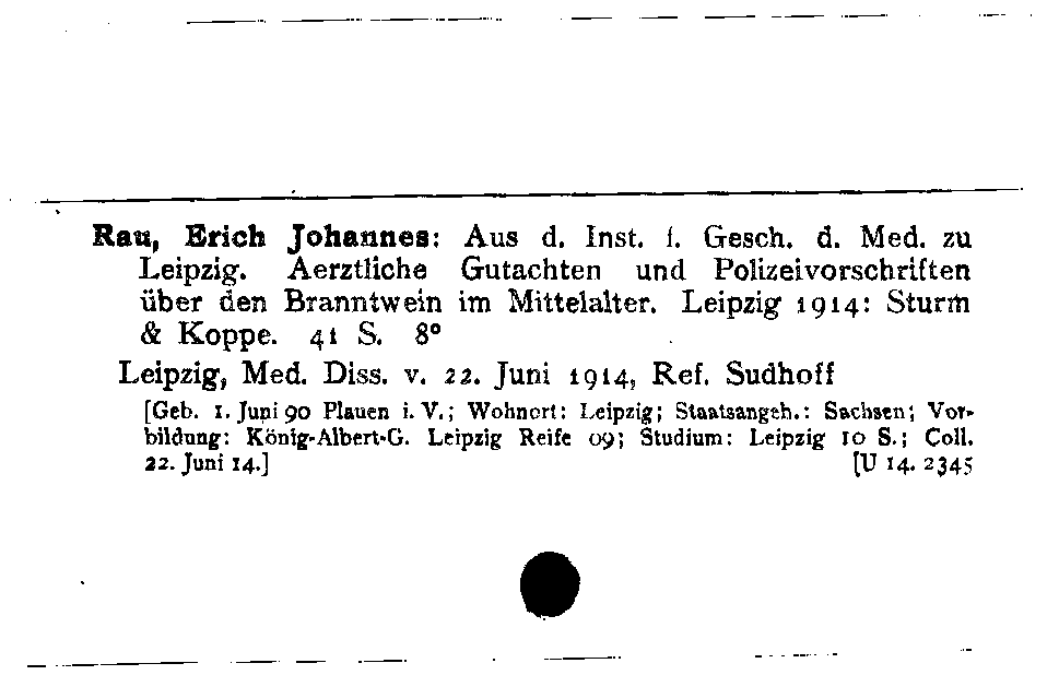 [Katalogkarte Dissertationenkatalog bis 1980]