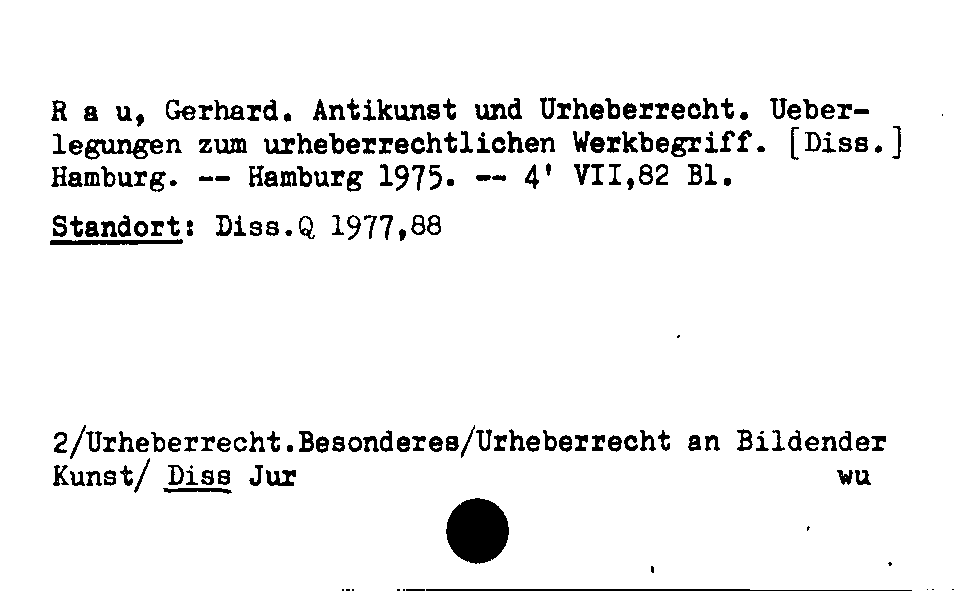 [Katalogkarte Dissertationenkatalog bis 1980]