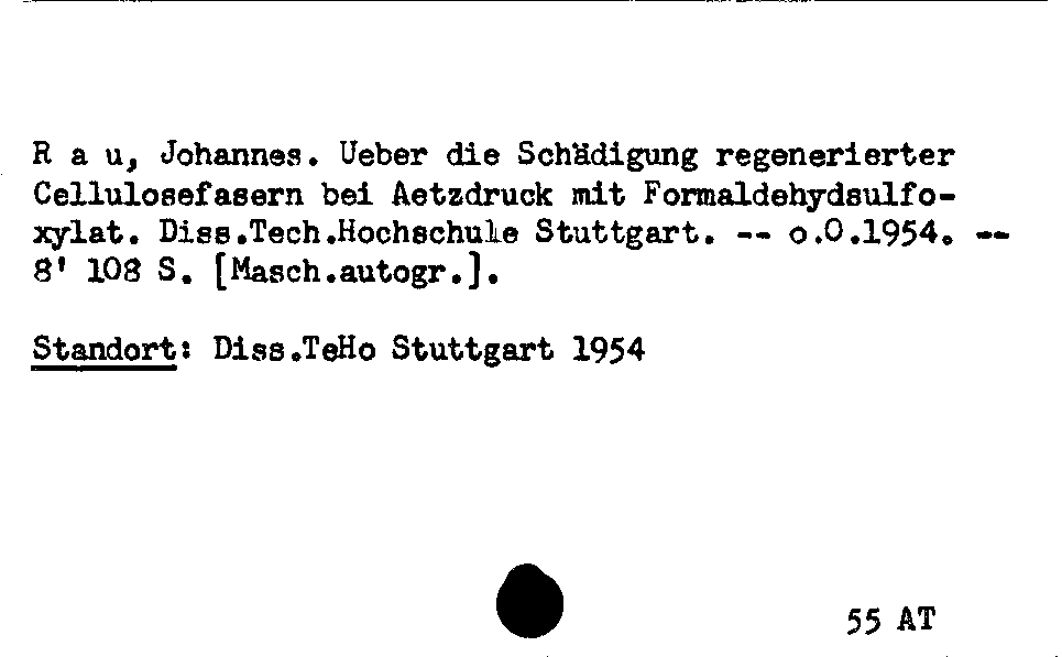 [Katalogkarte Dissertationenkatalog bis 1980]