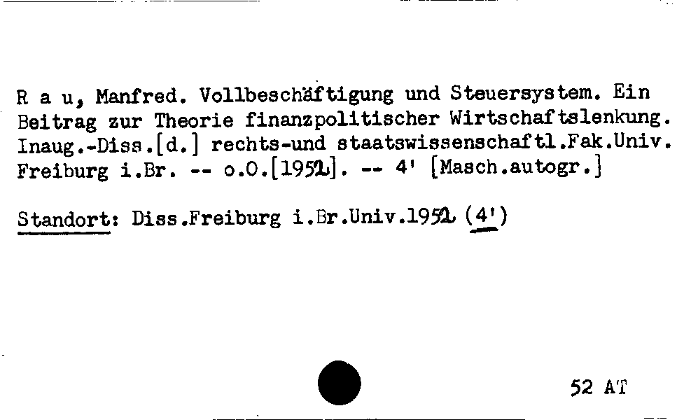 [Katalogkarte Dissertationenkatalog bis 1980]