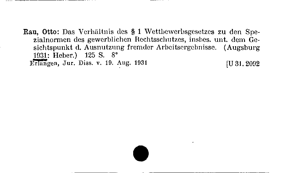 [Katalogkarte Dissertationenkatalog bis 1980]