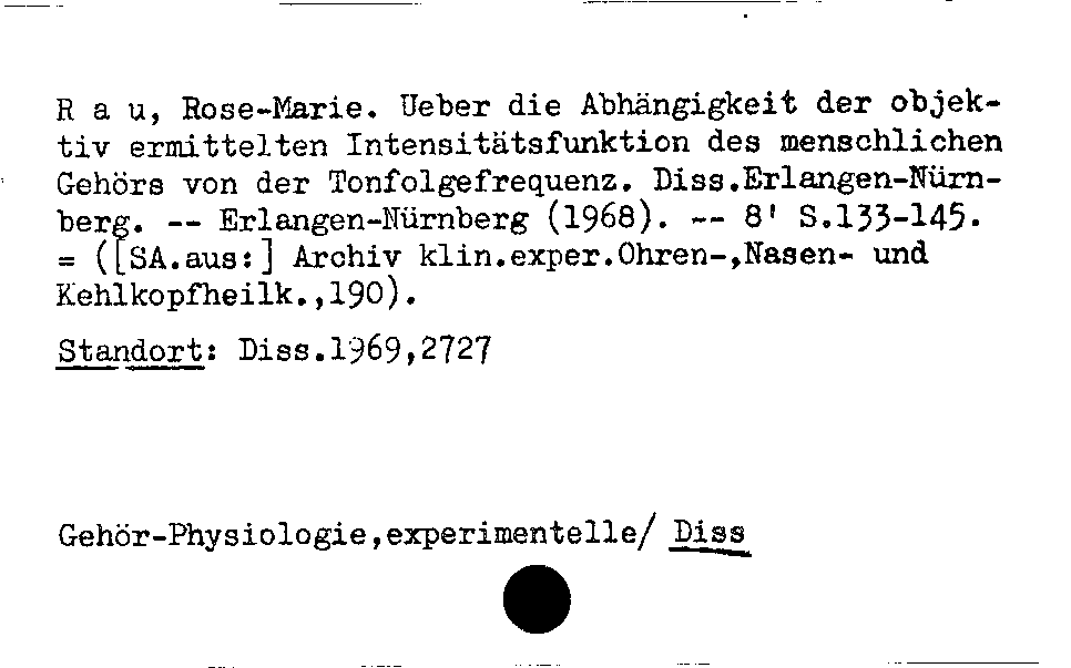 [Katalogkarte Dissertationenkatalog bis 1980]