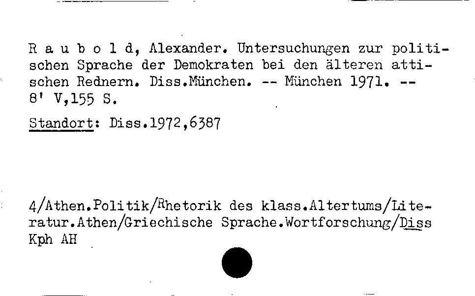 [Katalogkarte Dissertationenkatalog bis 1980]