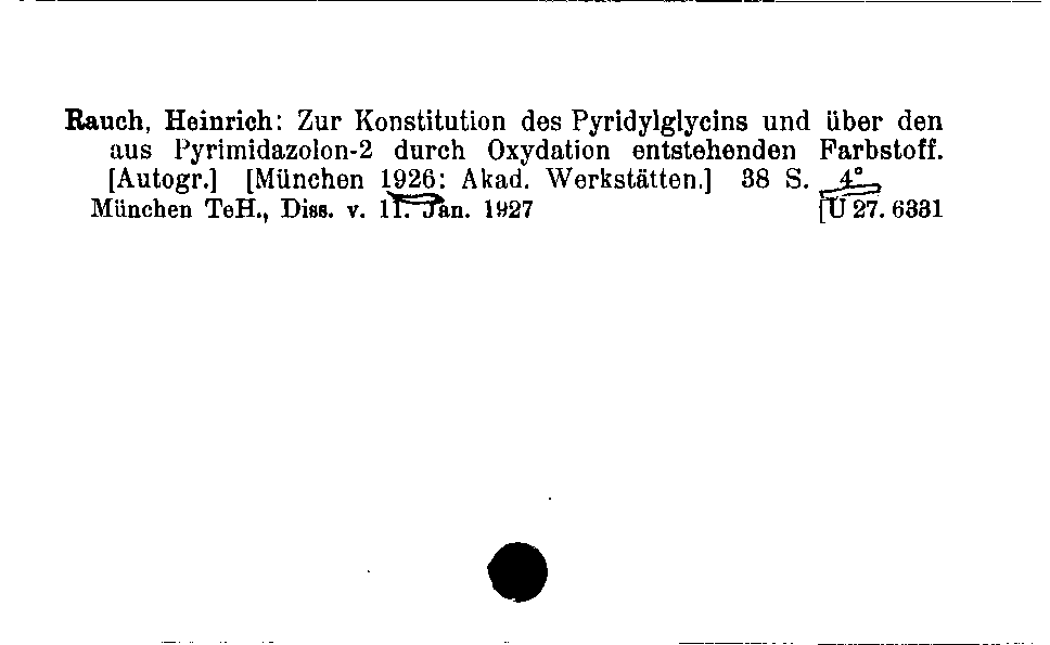 [Katalogkarte Dissertationenkatalog bis 1980]