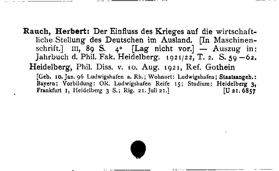 [Katalogkarte Dissertationenkatalog bis 1980]