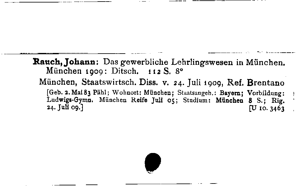 [Katalogkarte Dissertationenkatalog bis 1980]