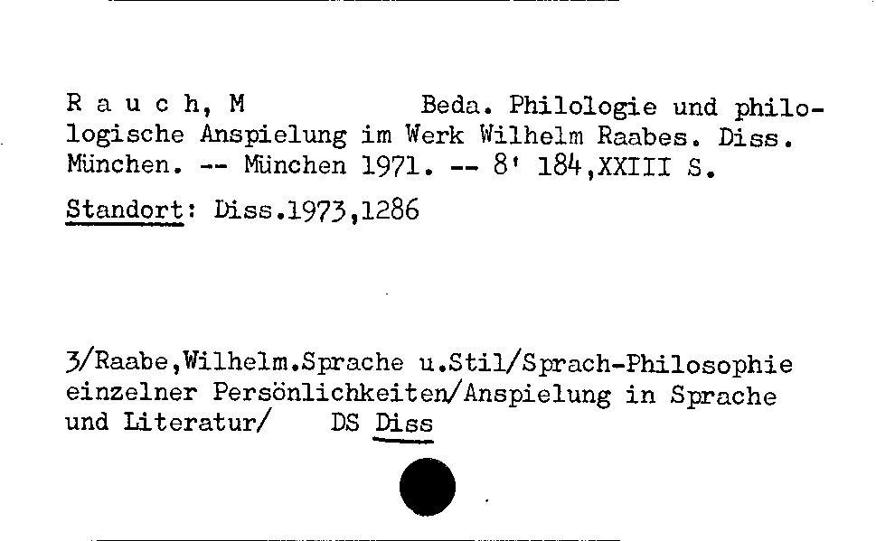 [Katalogkarte Dissertationenkatalog bis 1980]