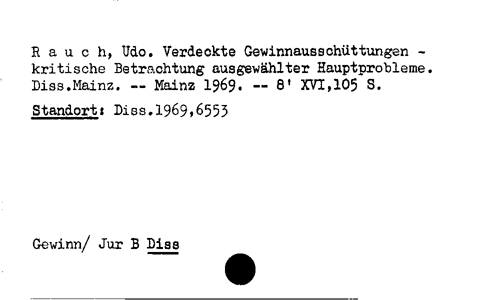 [Katalogkarte Dissertationenkatalog bis 1980]