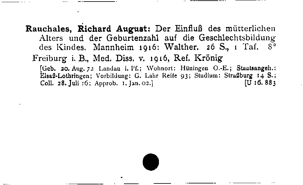 [Katalogkarte Dissertationenkatalog bis 1980]