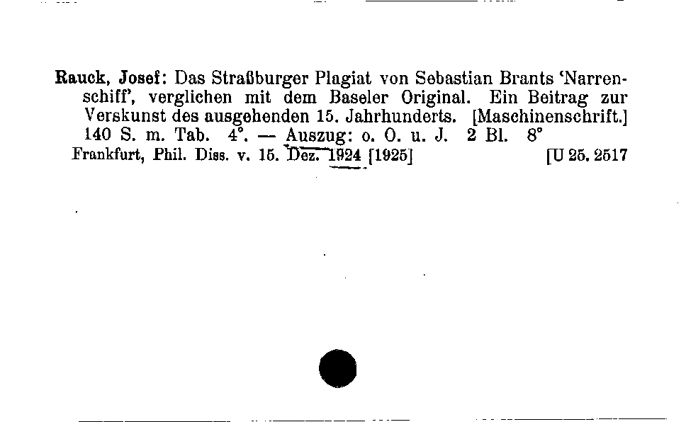 [Katalogkarte Dissertationenkatalog bis 1980]