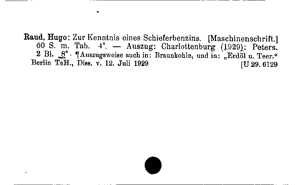 [Katalogkarte Dissertationenkatalog bis 1980]