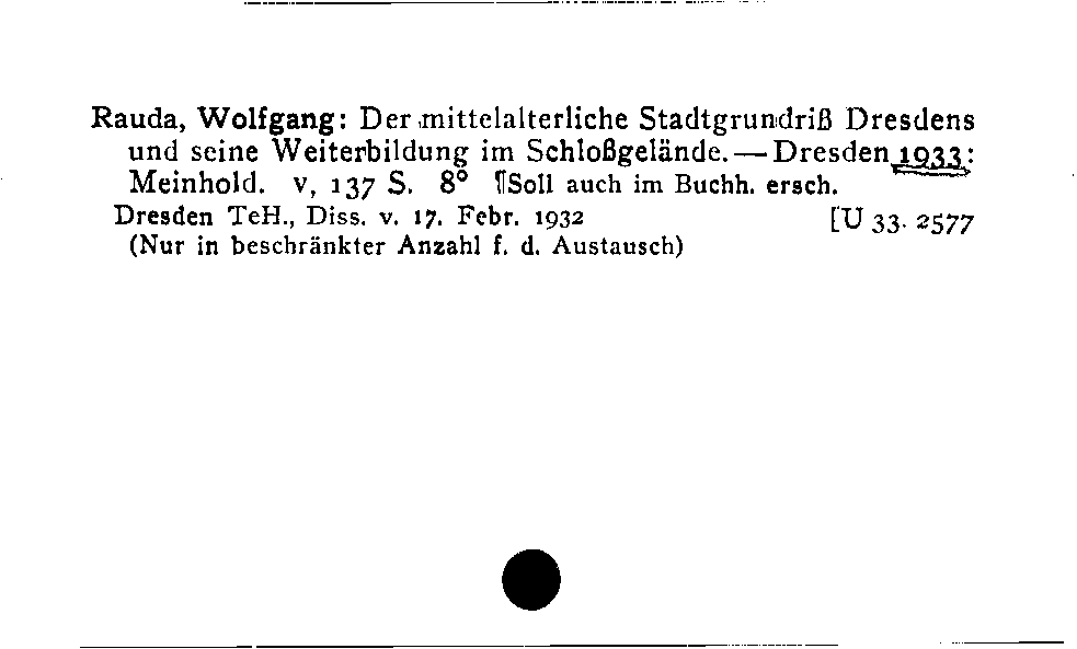 [Katalogkarte Dissertationenkatalog bis 1980]