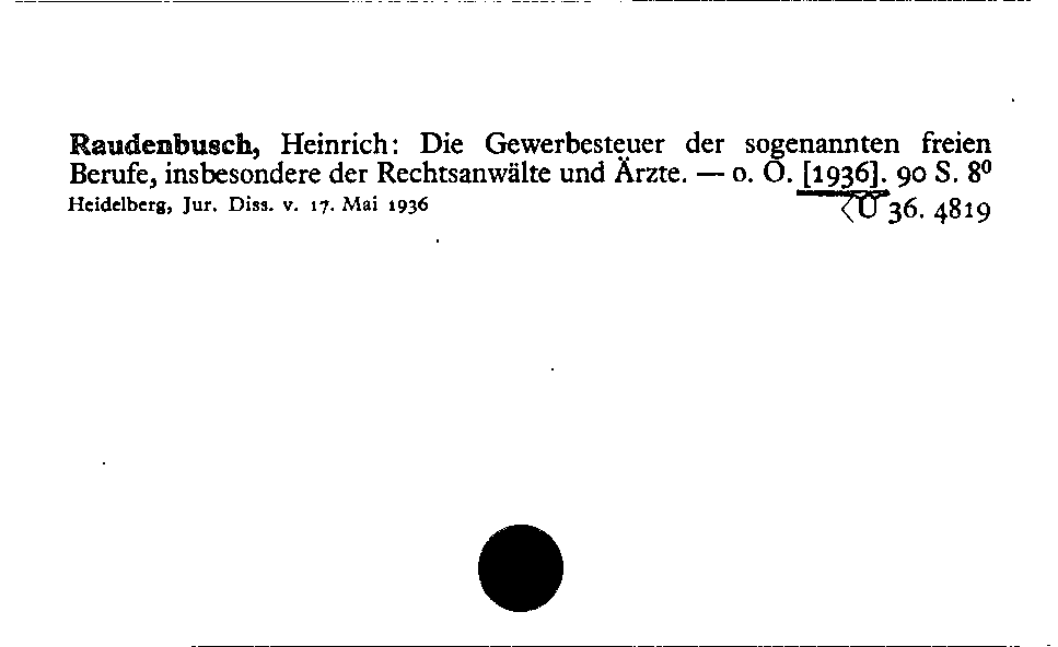 [Katalogkarte Dissertationenkatalog bis 1980]