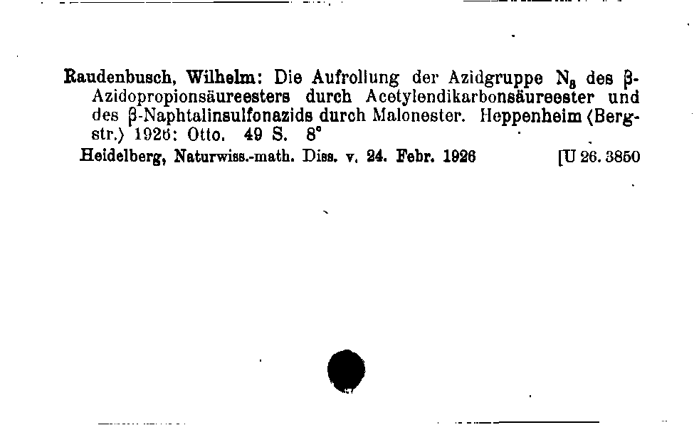 [Katalogkarte Dissertationenkatalog bis 1980]