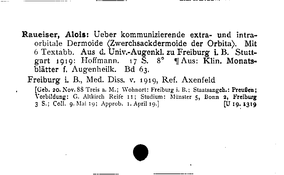 [Katalogkarte Dissertationenkatalog bis 1980]