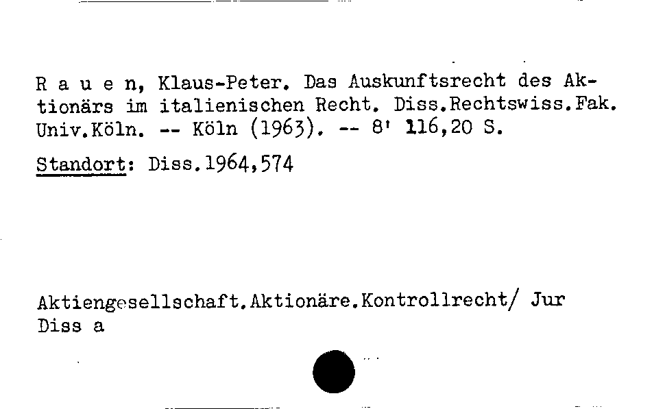 [Katalogkarte Dissertationenkatalog bis 1980]