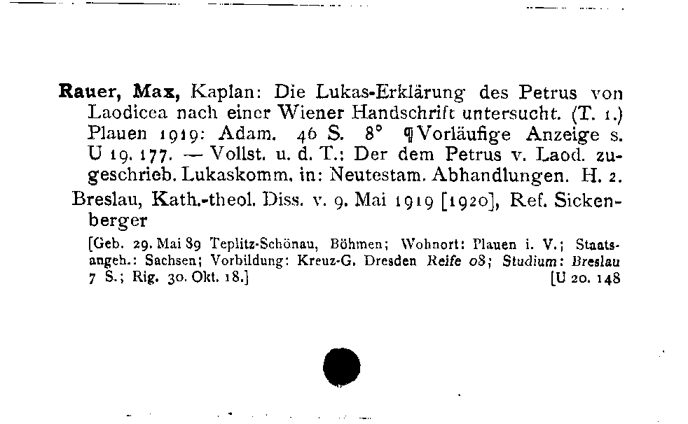 [Katalogkarte Dissertationenkatalog bis 1980]