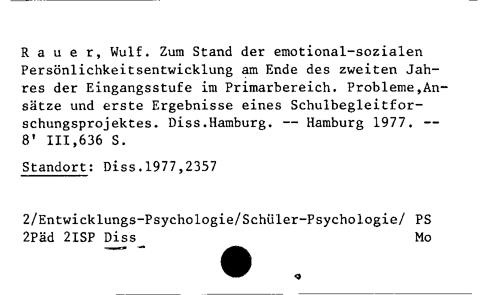 [Katalogkarte Dissertationenkatalog bis 1980]