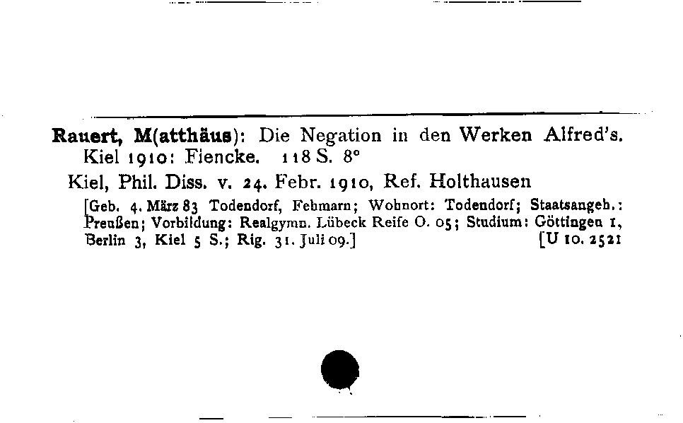 [Katalogkarte Dissertationenkatalog bis 1980]