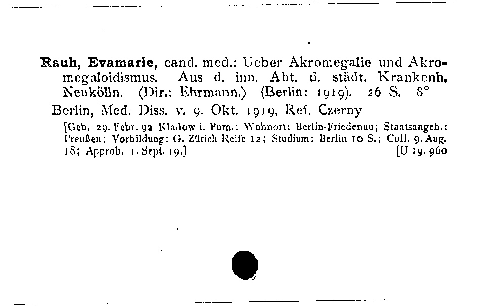 [Katalogkarte Dissertationenkatalog bis 1980]