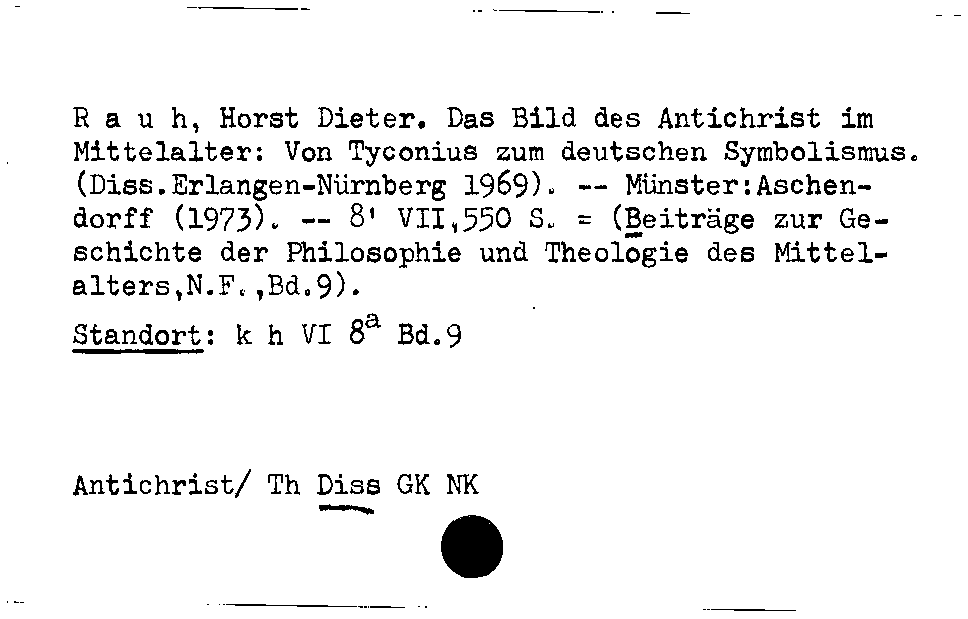 [Katalogkarte Dissertationenkatalog bis 1980]