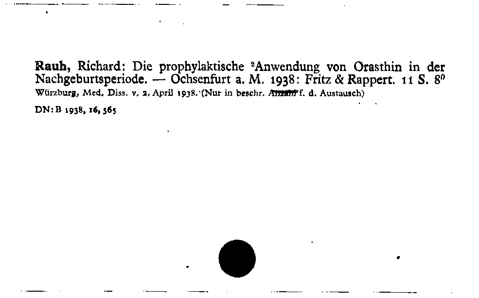 [Katalogkarte Dissertationenkatalog bis 1980]