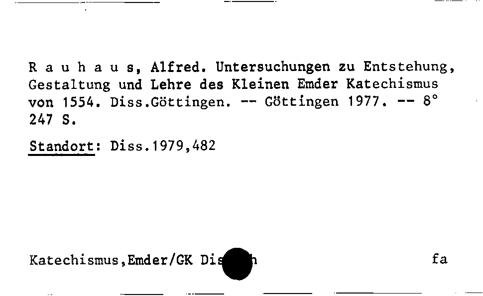 [Katalogkarte Dissertationenkatalog bis 1980]