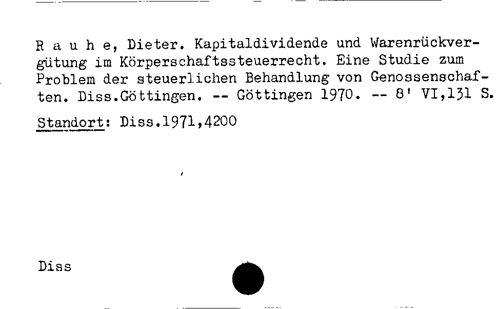 [Katalogkarte Dissertationenkatalog bis 1980]