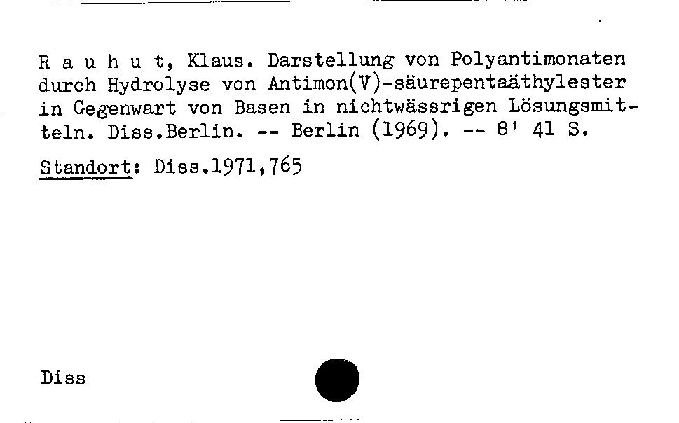 [Katalogkarte Dissertationenkatalog bis 1980]