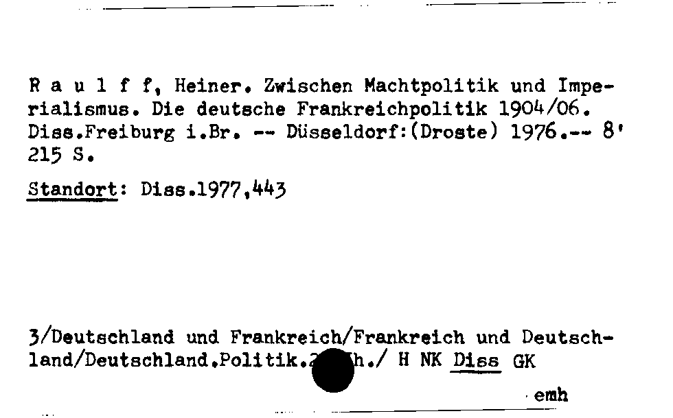 [Katalogkarte Dissertationenkatalog bis 1980]