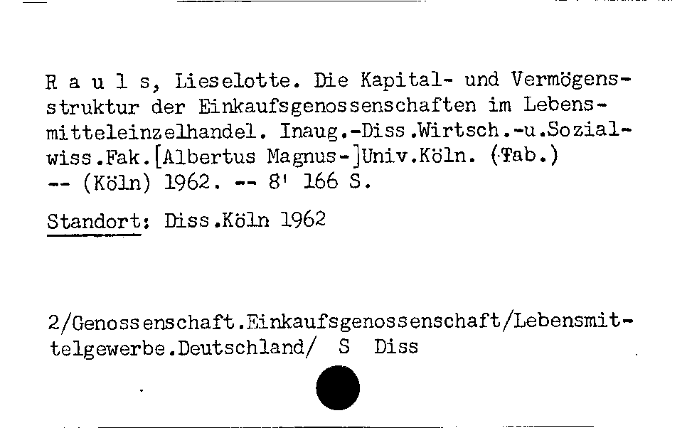 [Katalogkarte Dissertationenkatalog bis 1980]