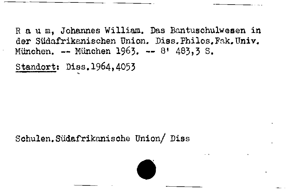 [Katalogkarte Dissertationenkatalog bis 1980]