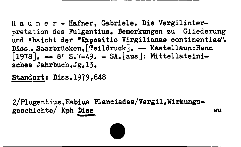 [Katalogkarte Dissertationenkatalog bis 1980]