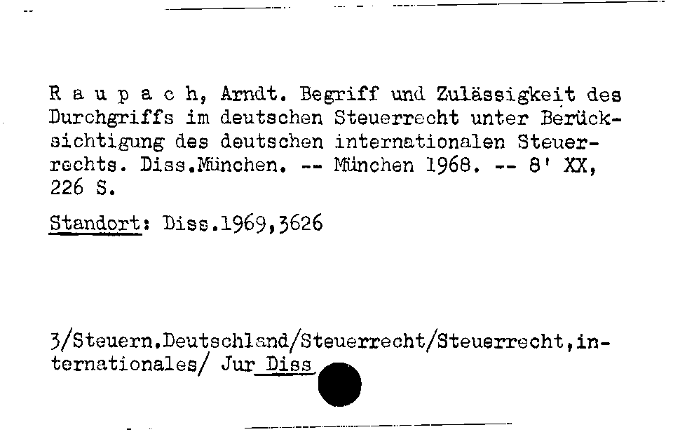 [Katalogkarte Dissertationenkatalog bis 1980]