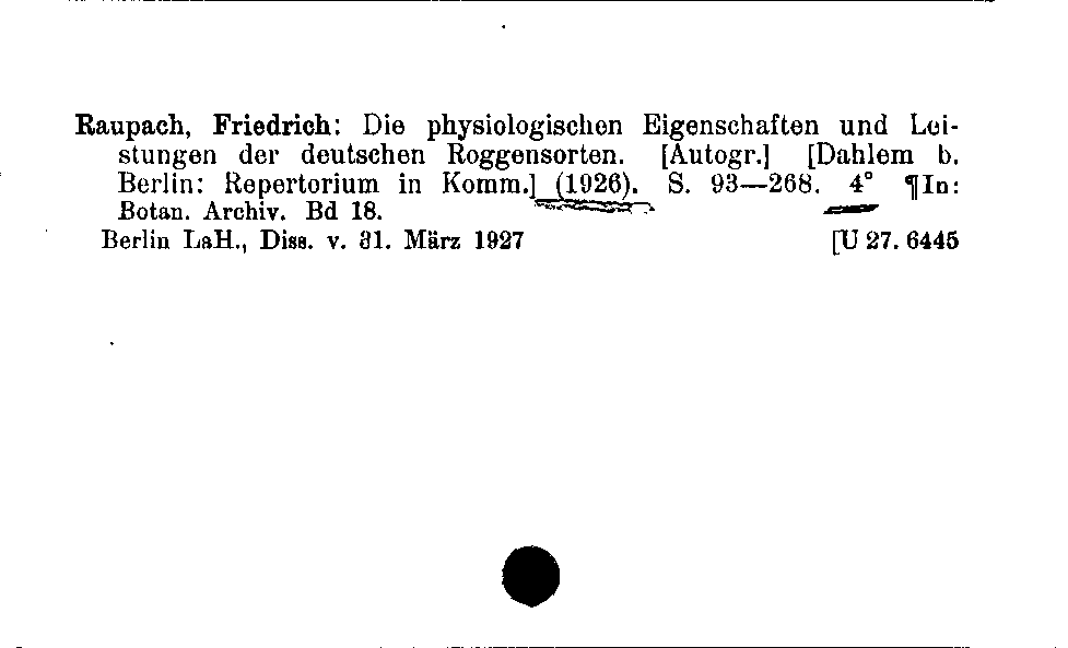 [Katalogkarte Dissertationenkatalog bis 1980]