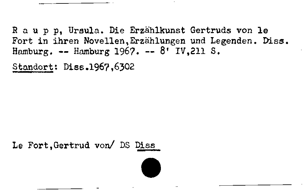 [Katalogkarte Dissertationenkatalog bis 1980]