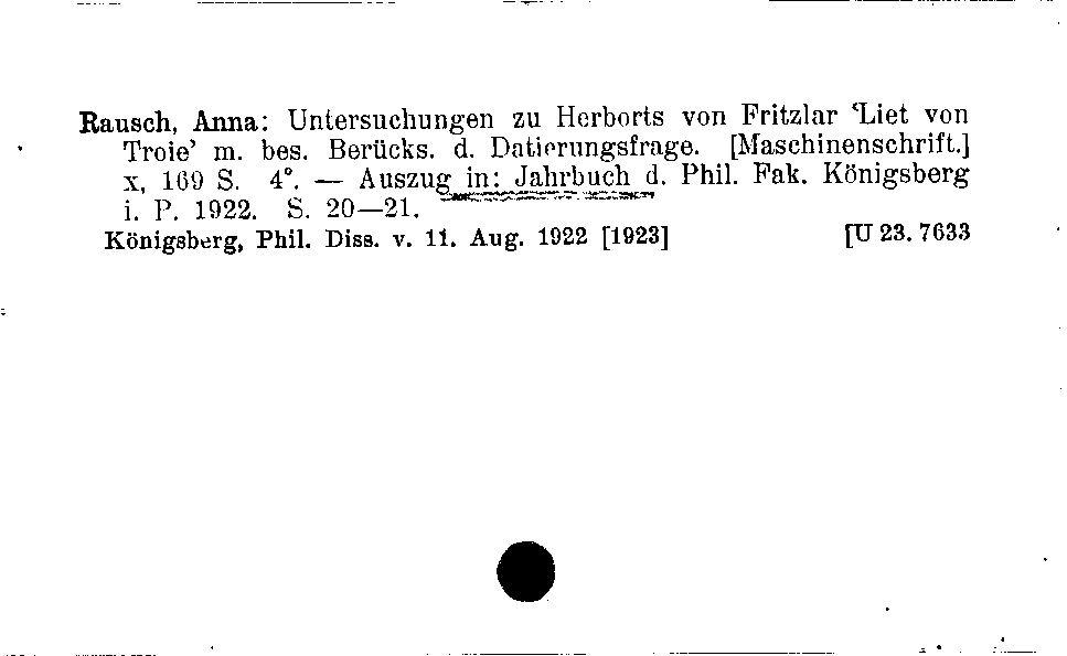 [Katalogkarte Dissertationenkatalog bis 1980]