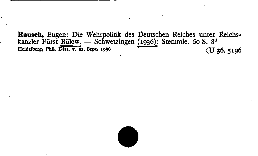 [Katalogkarte Dissertationenkatalog bis 1980]