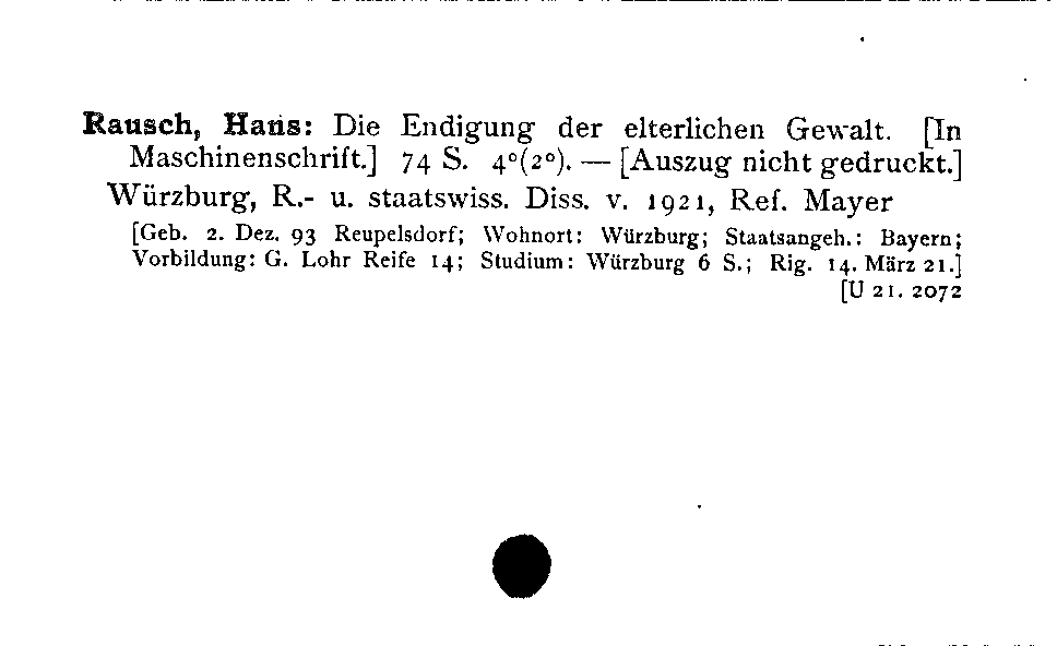 [Katalogkarte Dissertationenkatalog bis 1980]