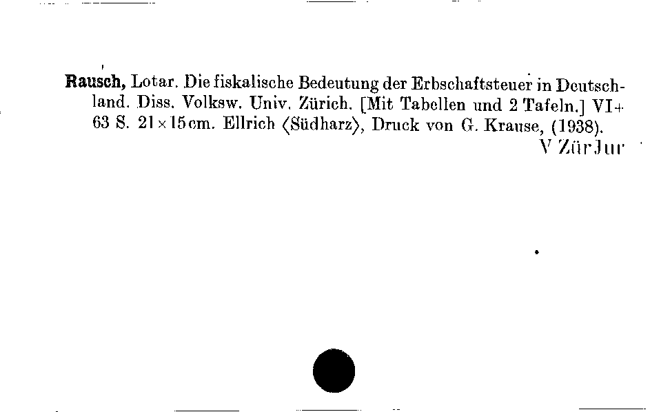 [Katalogkarte Dissertationenkatalog bis 1980]