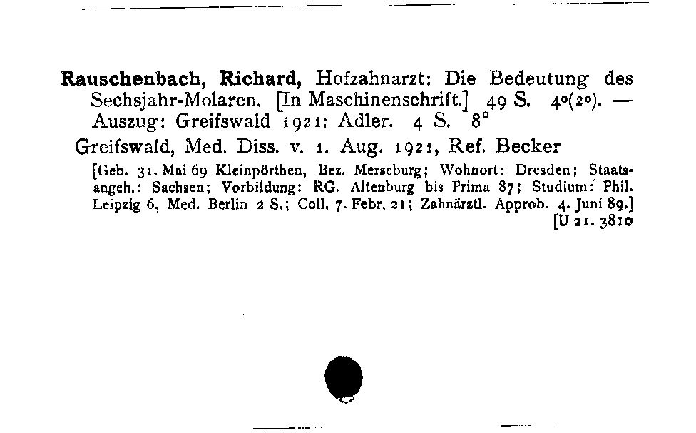 [Katalogkarte Dissertationenkatalog bis 1980]