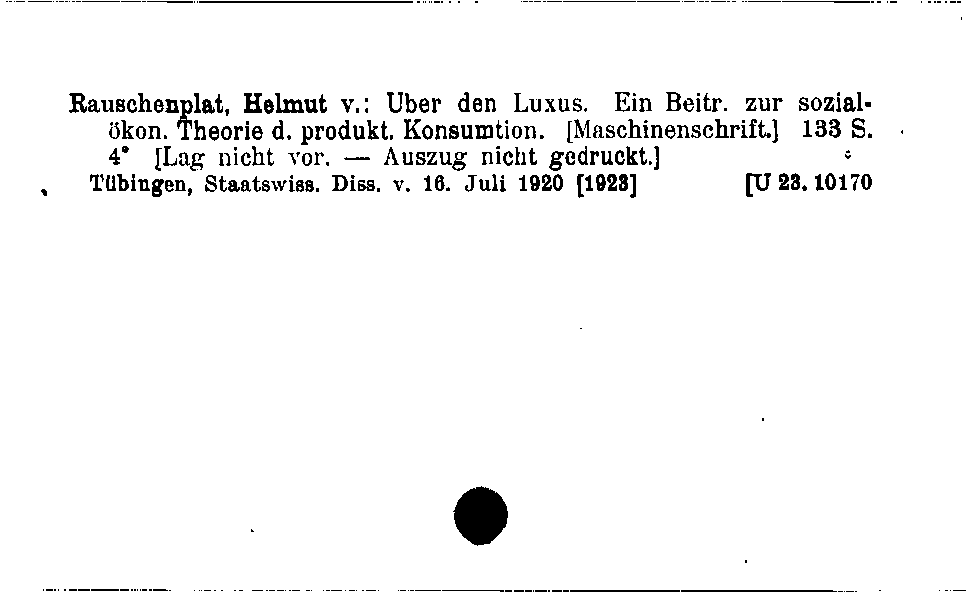 [Katalogkarte Dissertationenkatalog bis 1980]