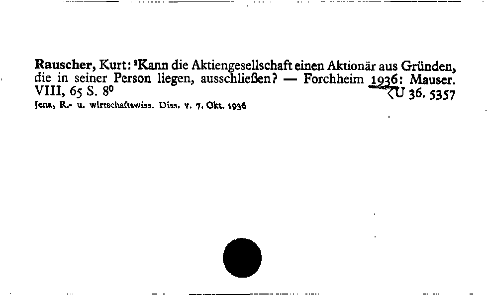 [Katalogkarte Dissertationenkatalog bis 1980]