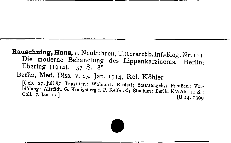 [Katalogkarte Dissertationenkatalog bis 1980]